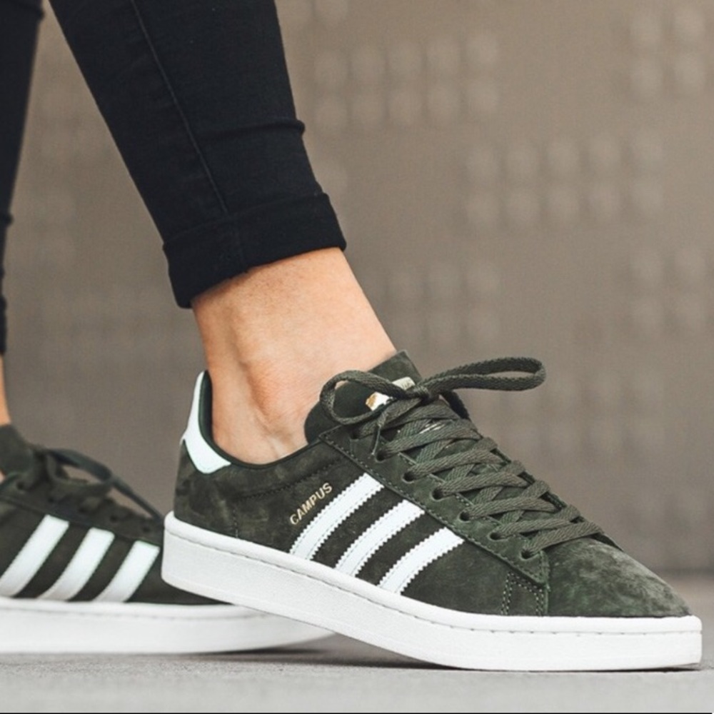 Addias Campus Olive Suede Sneakers